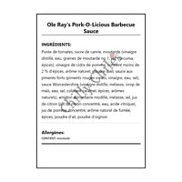Ole Ray's Pork-O-Licious Barbecue Sauce - Ingrédients Français
