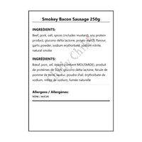 Smokey Bacon Sausage 250g - Bilingual Ingredients
