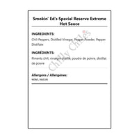 Smokin' Ed's Special Reserve Extreme Hot Sauce - Bilingual Ingredients