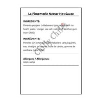 La Pimenterie Nectar Hot Sauce - Bilingual Ingredients