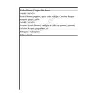 Wicked Smart Calypso Hot Sauce - Bilingual Ingredients