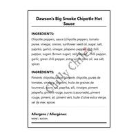 Dawson's Big Smoke Chipotle Hot Sauce - Bilingual Ingredients