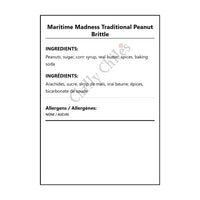 Maritime Madness Traditional Peanut Brittle - Bilingual Ingredients