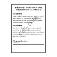 El Yucateco Salsa Picante de Chile Habanero Caribbean Hot Sauce - Bilingual Ingredients
