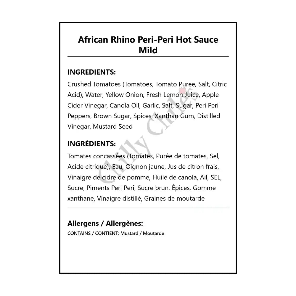African Rhino Peri-Peri Hot Sauce Mild - Hot Sauce