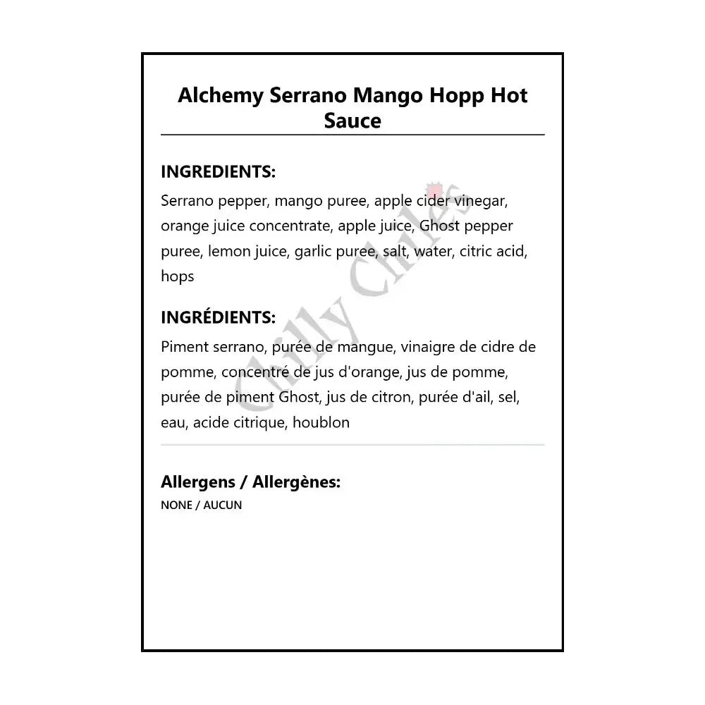 Alchemy Serrano Mango Hopp Hot Sauce - Hot Sauce