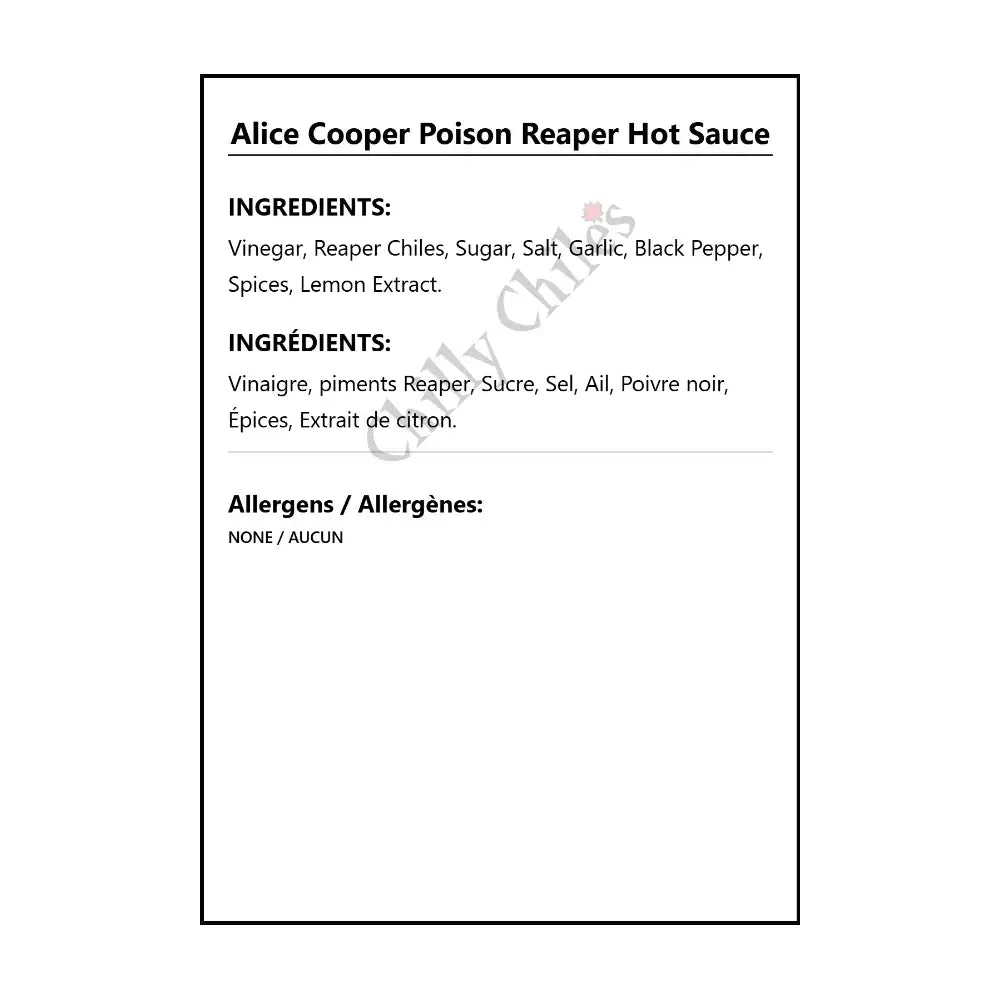 Alice Cooper Poison Reaper Hot Sauce - Hot Sauce