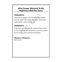 Alice Cooper Welcome To My Nightmare Mild Hot Sauce - Hot Sauce