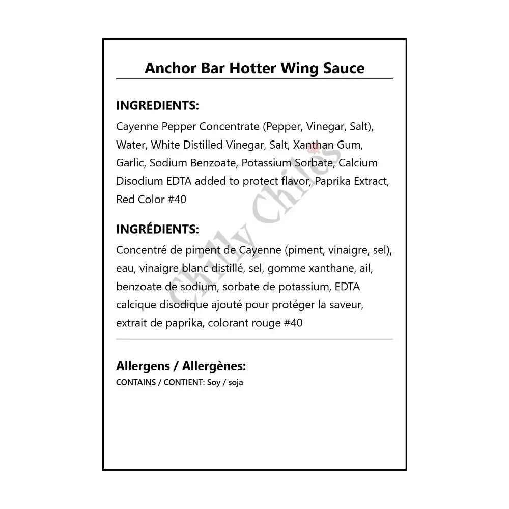 Anchor Bar Hotter Wing Sauce - Wing Sauce