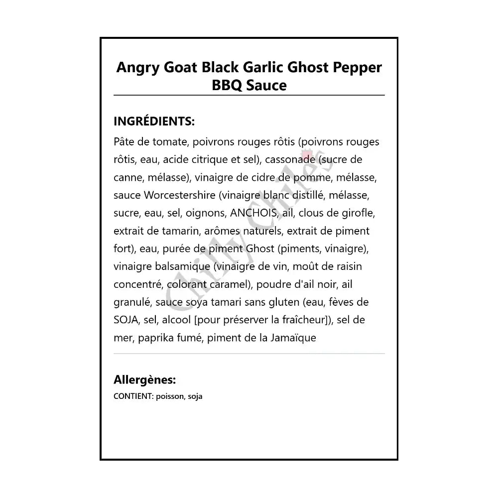 Angry Goat Black Garlic Ghost Pepper BBQ Sauce - BBQ Sauce