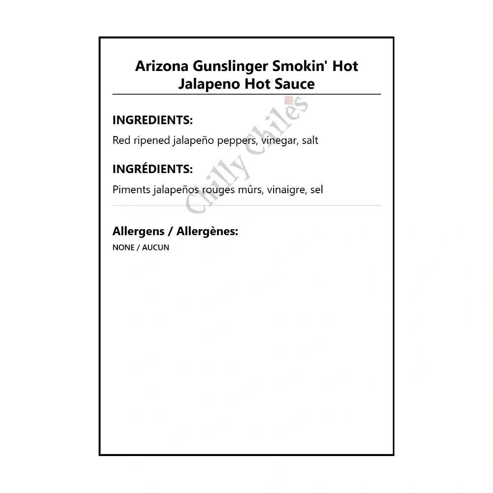 Arizona Gunslinger Smokin’ Hot Jalapeno Hot Sauce - Hot Sauce