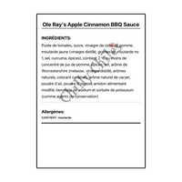 Ole Ray's Apple Cinnamon BBQ Sauce - Ingrédients Français