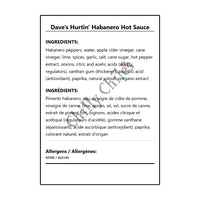 Dave's Hurtin' Habanero Hot Sauce - Bilingual Ingredients