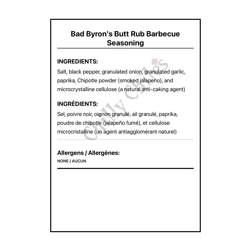Bad Byron’s Butt Rub Barbecue Seasoning - Spice/Peppers