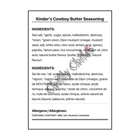 Kinder's Cowboy Butter Seasoning - Canadian Nutrition Facts