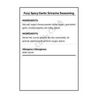 Fury Spicy Garlic Sriracha Seasoning - Bilingual Ingredients