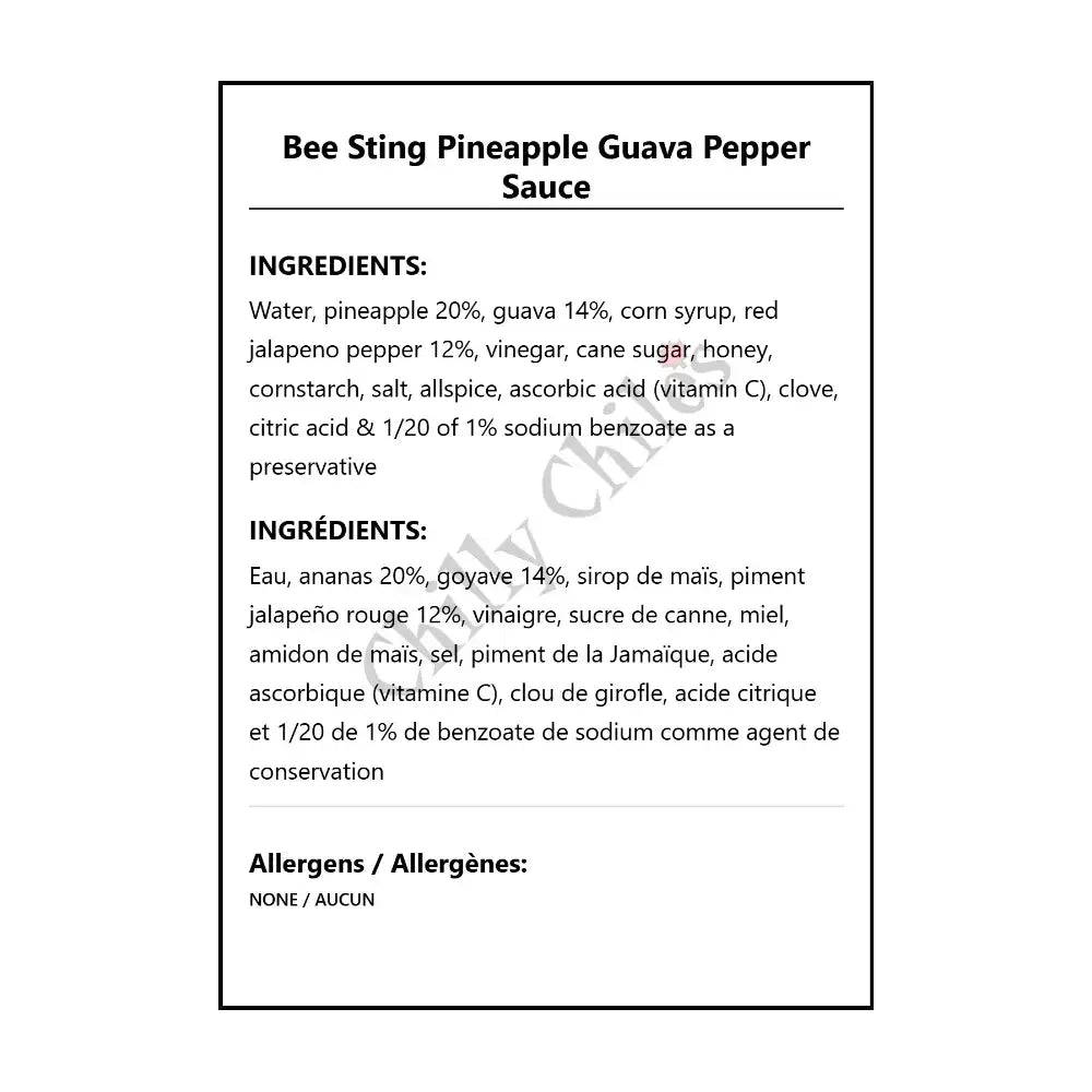 Bee Sting Pineapple Guava Pepper Sauce - Hot Sauce