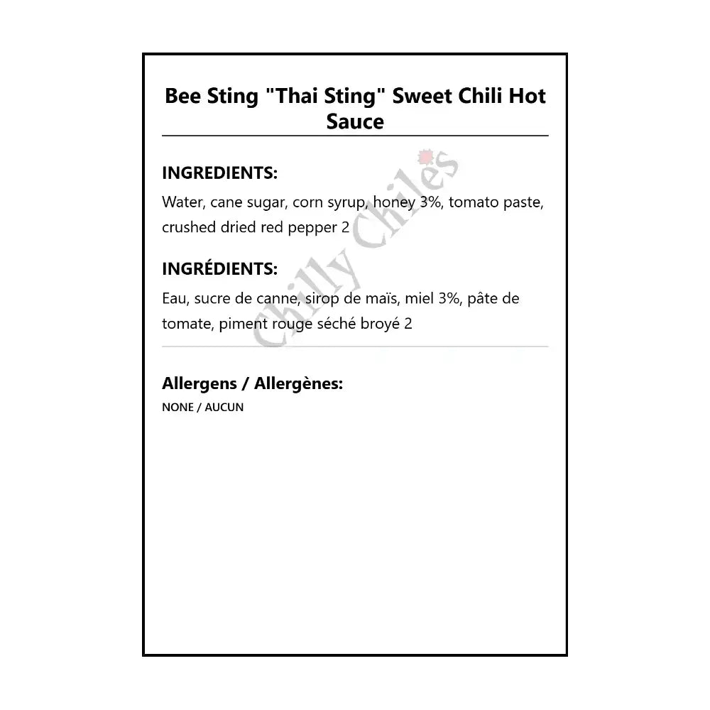 Bee Sting ’Thai Sting’ Sweet Chili Hot Sauce - Hot Sauce