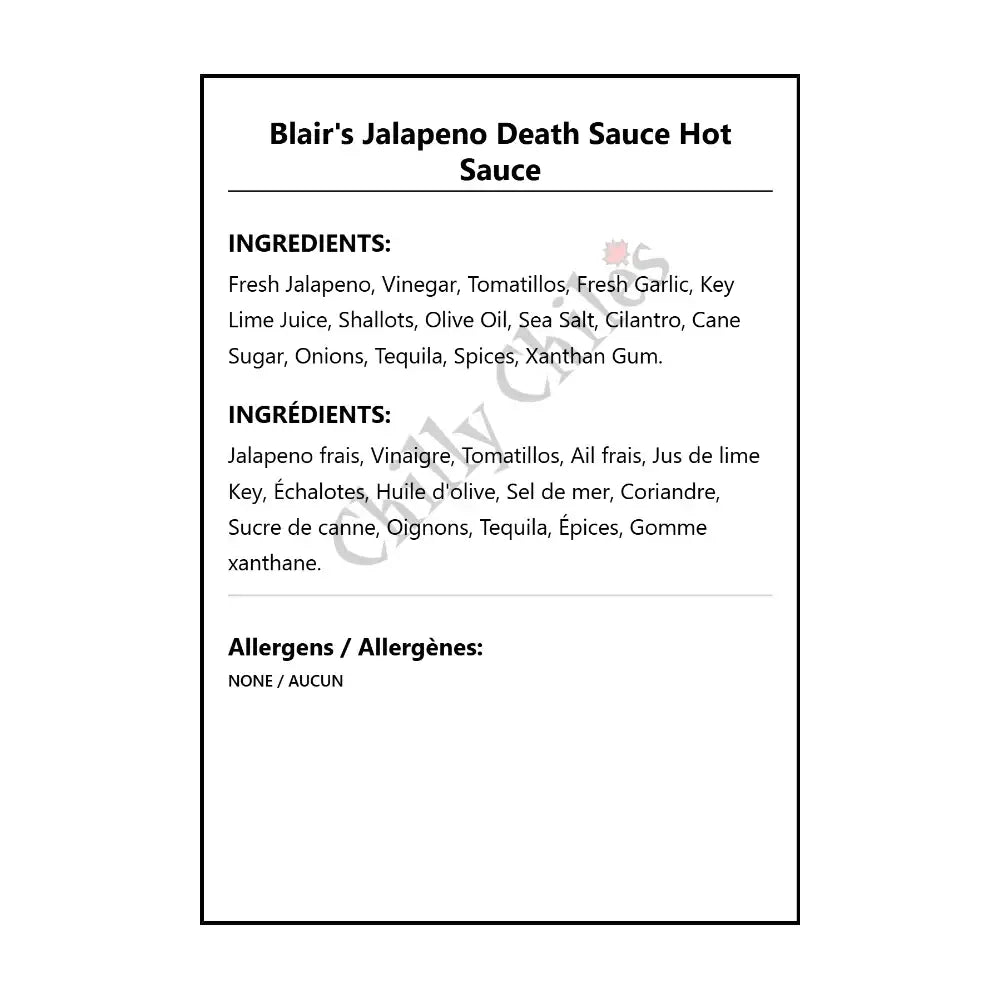 Blair’s Jalapeno Death Sauce Hot Sauce - Hot Sauce
