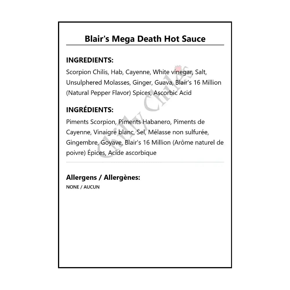 Blair’s Mega Death Hot Sauce - Hot Sauce