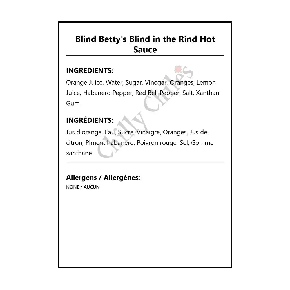 Blind Betty’s Blind in the Rind Hot Sauce - Hot Sauce