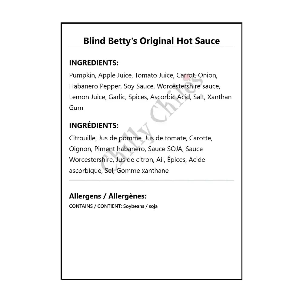 Blind Betty’s Original Hot Sauce - Hot Sauce