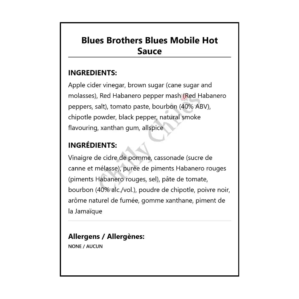 Blues Brothers Blues Mobile Hot Sauce - Hot Sauce
