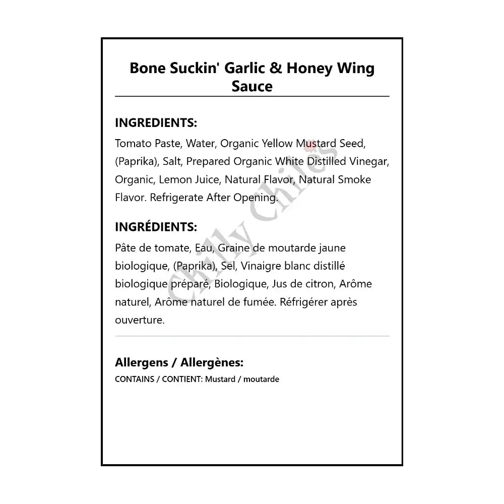 Bone Suckin’ Garlic & Honey Wing Sauce - Wing Sauce