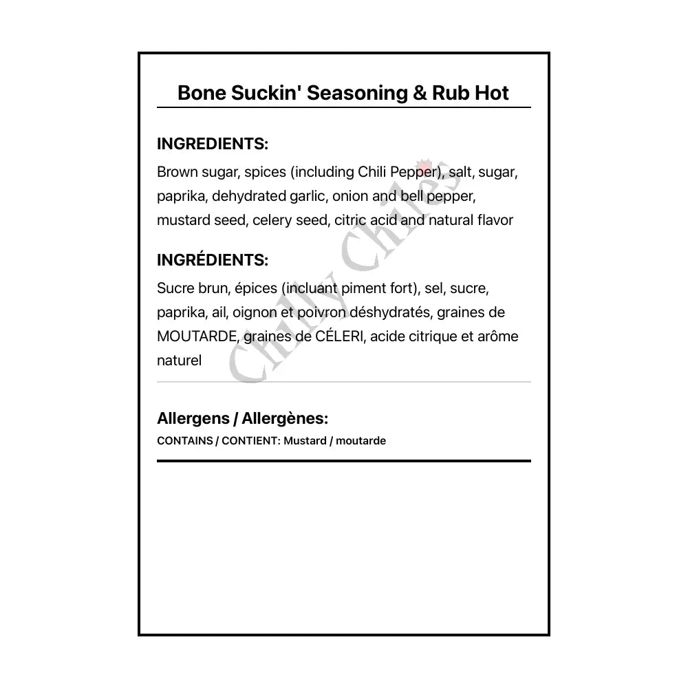 Bone Suckin’ Seasoning & Rub Hot - Spice/Peppers