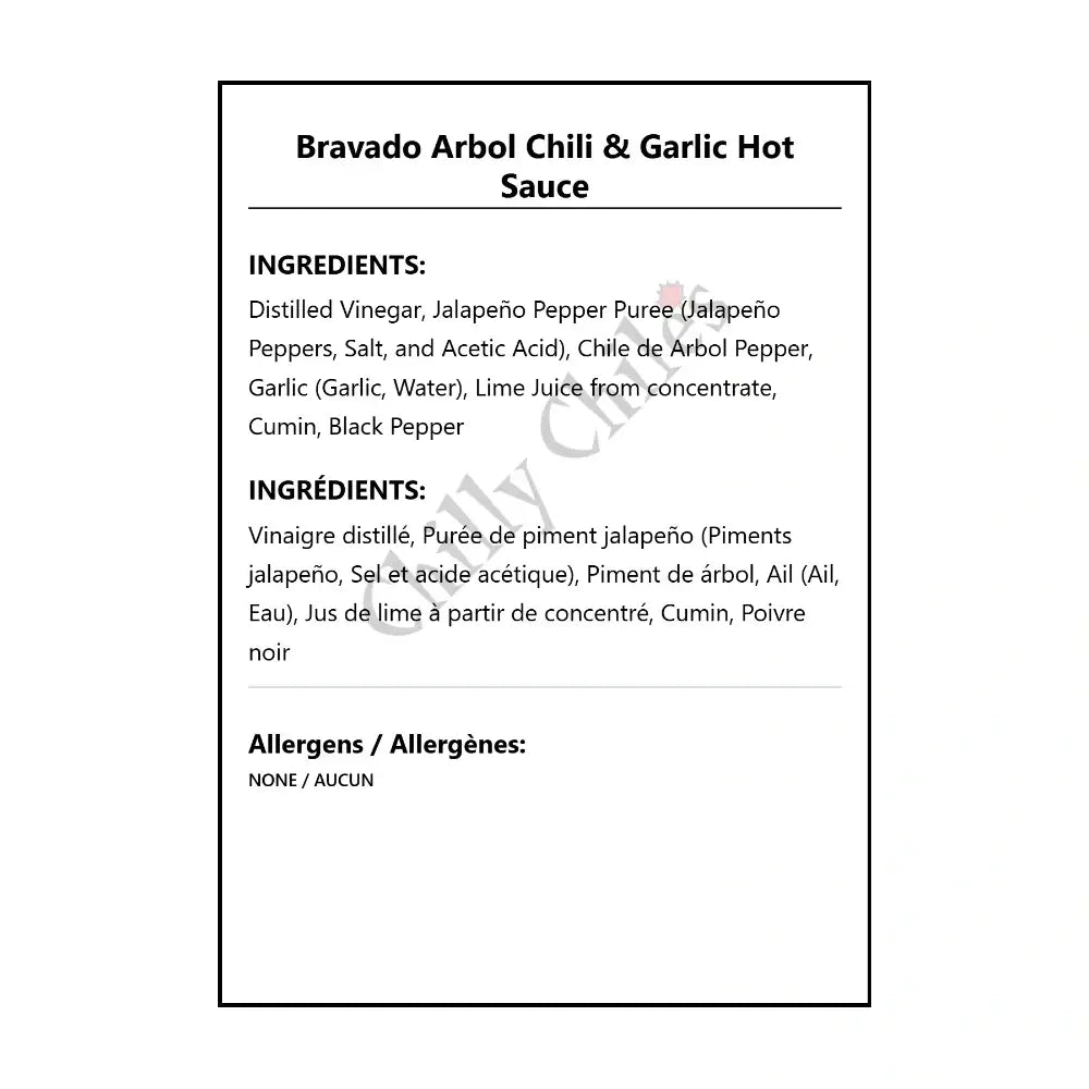 Bravado Arbol Chili & Garlic Hot Sauce - Hot Sauce