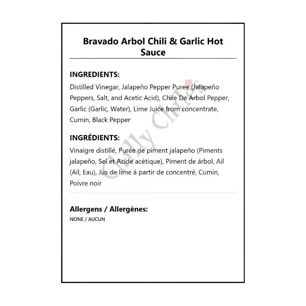 Bravado Arbol Chili & Garlic Hot Sauce - Hot Sauce