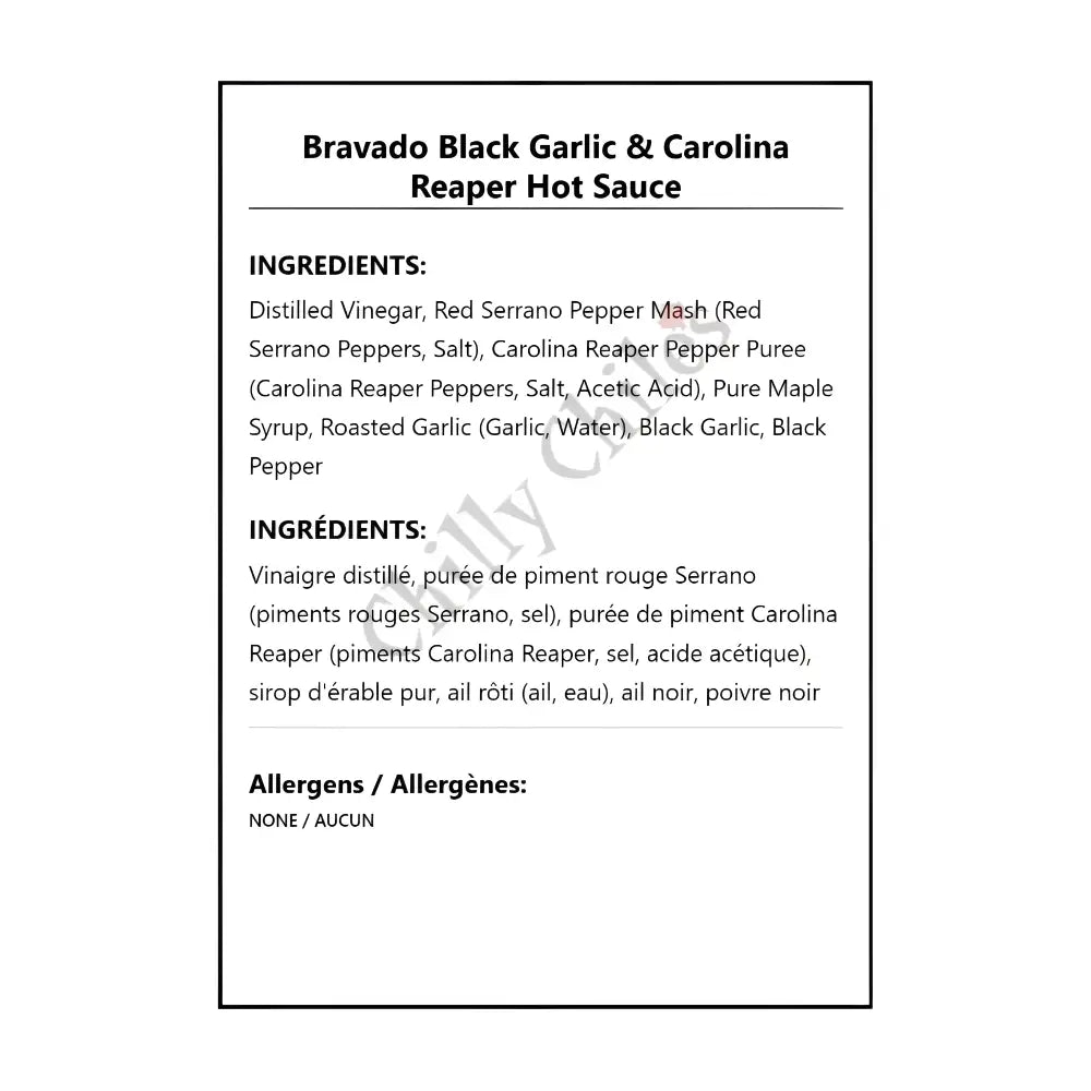Bravado Black Garlic & Carolina Reaper Hot Sauce - Hot Sauce