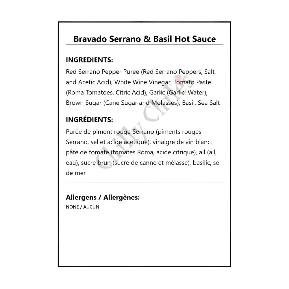 Bravado Serrano & Basil Hot Sauce - Hot Sauce