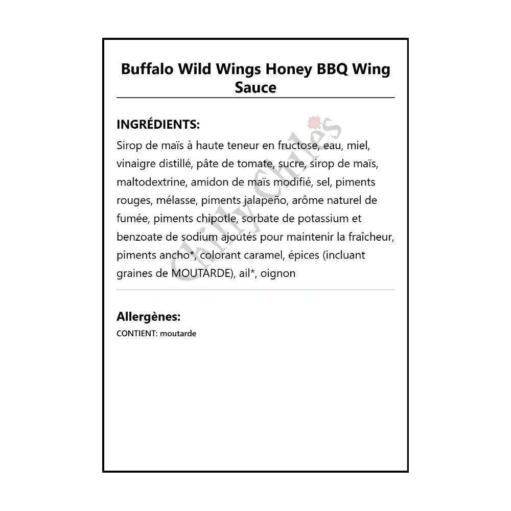 Buffalo Wild Wings Honey BBQ Wing Sauce - Wing Sauce
