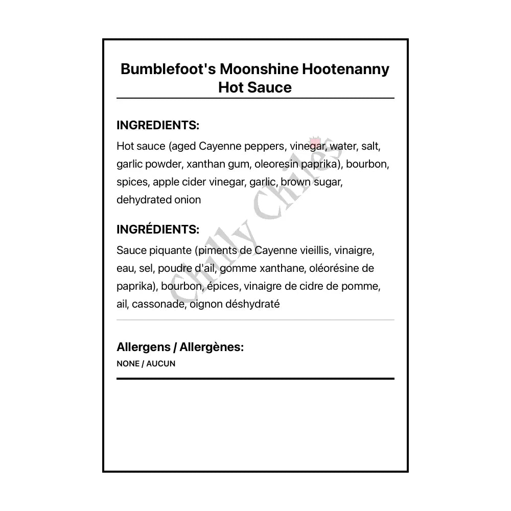 Bumblefoot’s Moonshine Hootenanny Hot Sauce - Hot Sauce