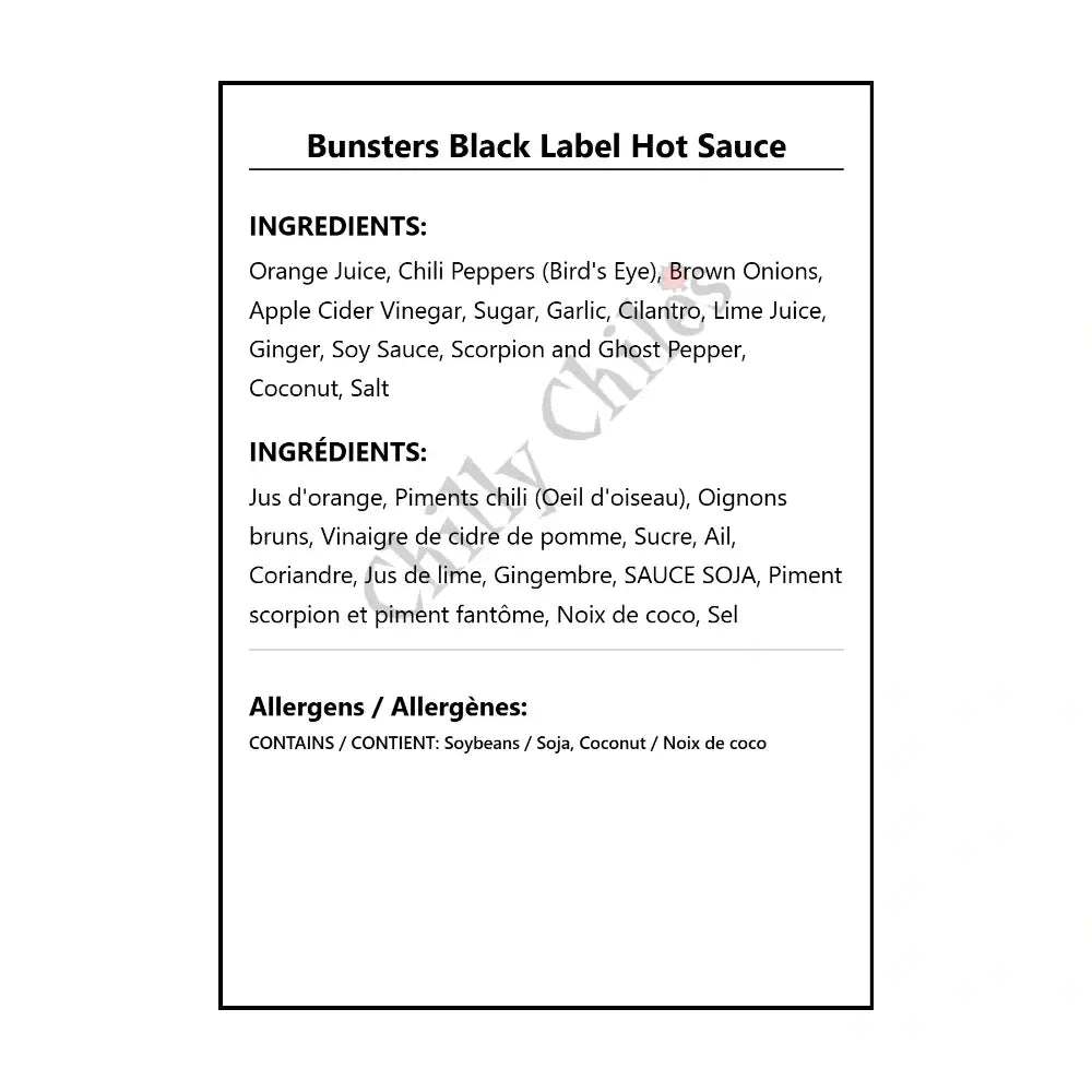 Bunsters Black Hot Sauce - Hot Sauce