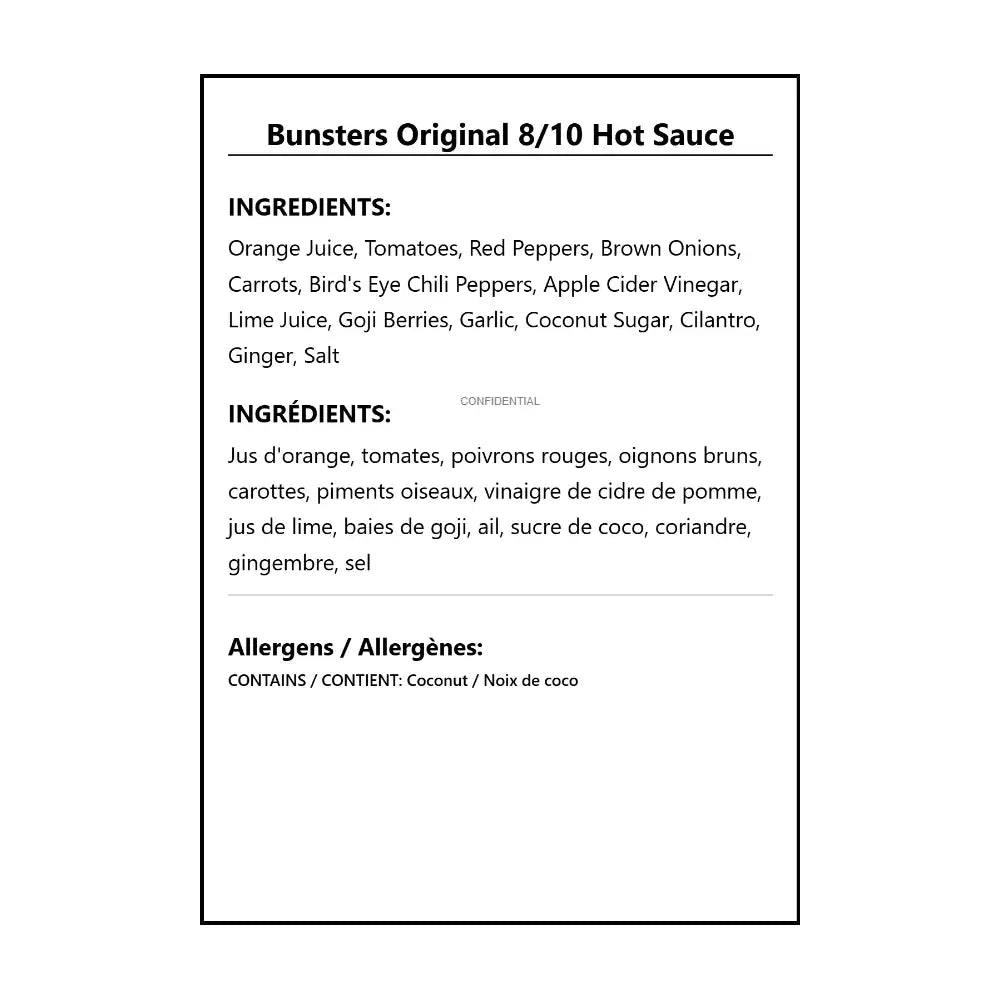 Bunsters Original 8/10 Hot Sauce - Hot Sauce