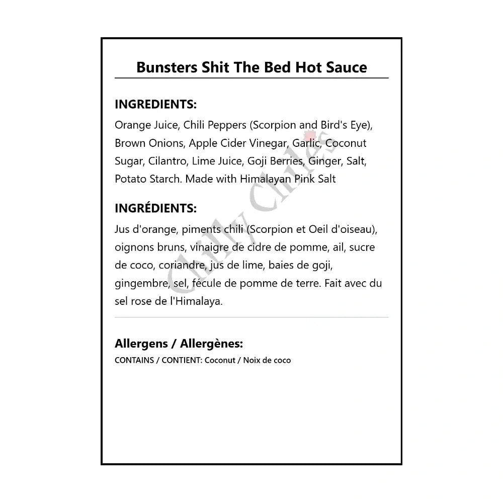 Bunsters Shit The Bed Hot Sauce - Hot Sauce