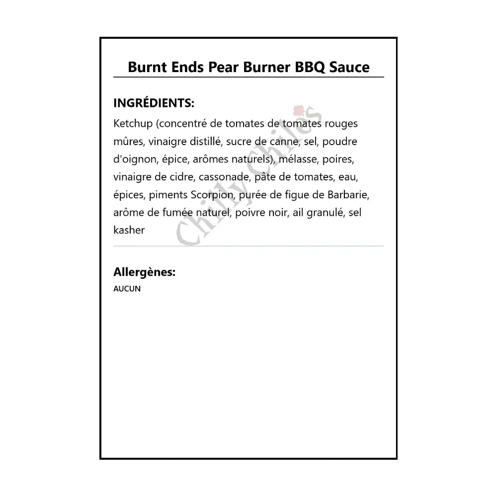 Burnt Ends Pear Burner BBQ Sauce - BBQ Sauce
