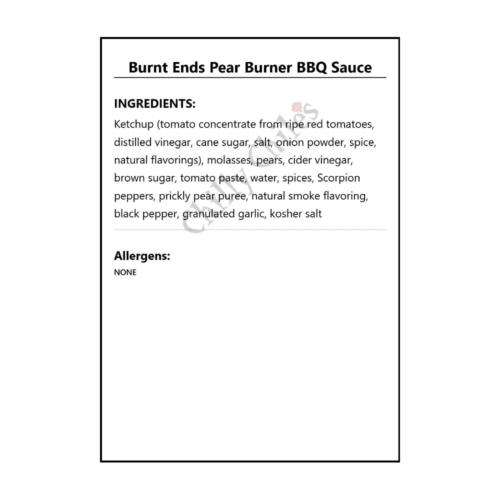 Burnt Ends Pear Burner BBQ Sauce - BBQ Sauce