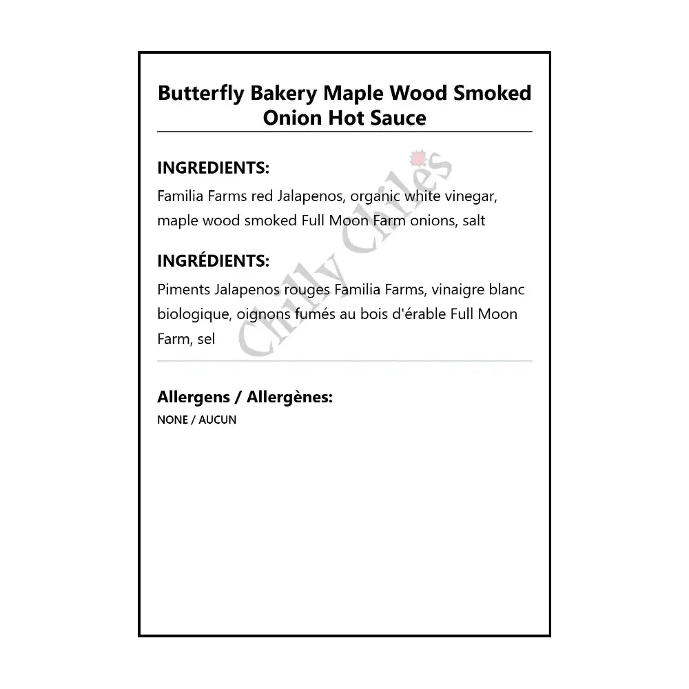 Butterfly Bakery Maple Wood Smoked Onion Hot Sauce - Hot Sauce