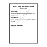 Byler’s Bread And Butter Pickled Jalapenos - Pickled Items