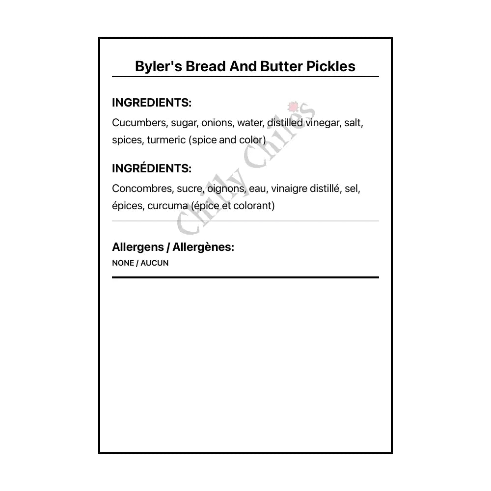 Byler’s Bread And Butter Pickles - Pickled Items
