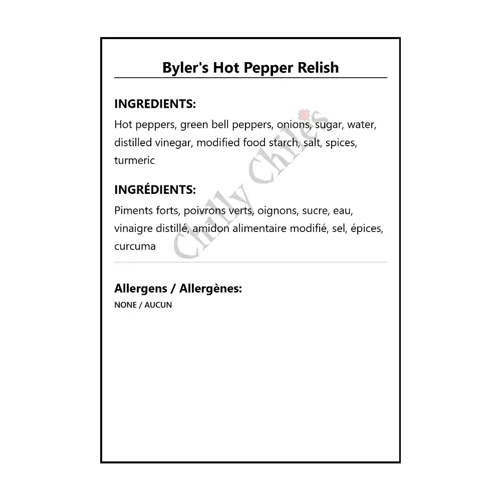 Byler’s Hot Pepper Relish - Condiments