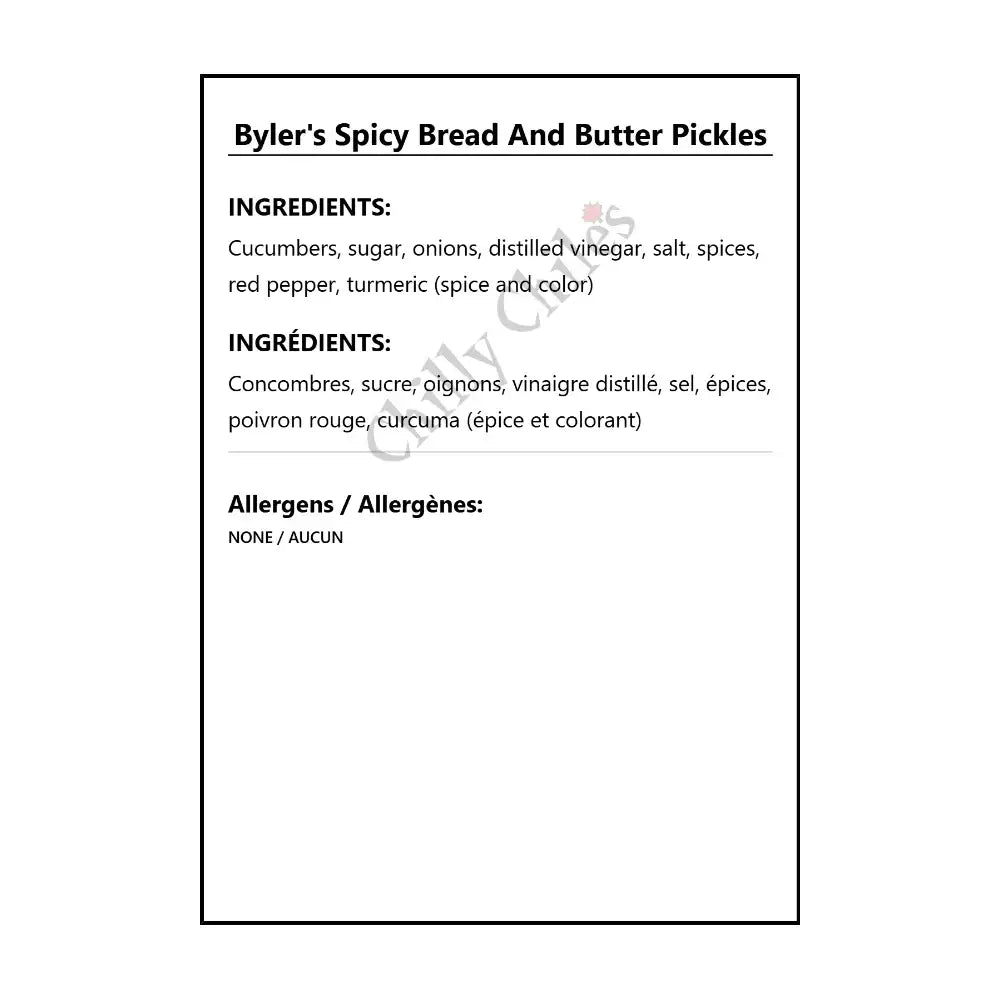 Byler’s Spicy Bread And Butter Pickles - Pickled Items
