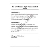 Fat Cat Mexican-Style Habanero Hot Sauce - Bilingual Ingredients