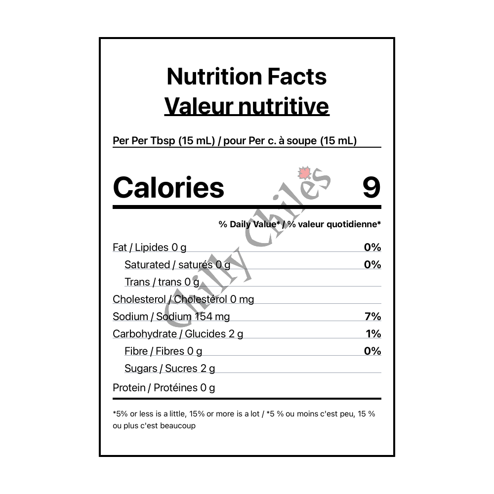 Marie Sharp's Spicy Mango Wing Sauce - Canadian Nutrition Facts