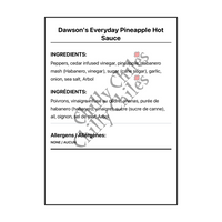 Dawson's Everyday Pineapple Hot Sauce - Bilingual Ingredients