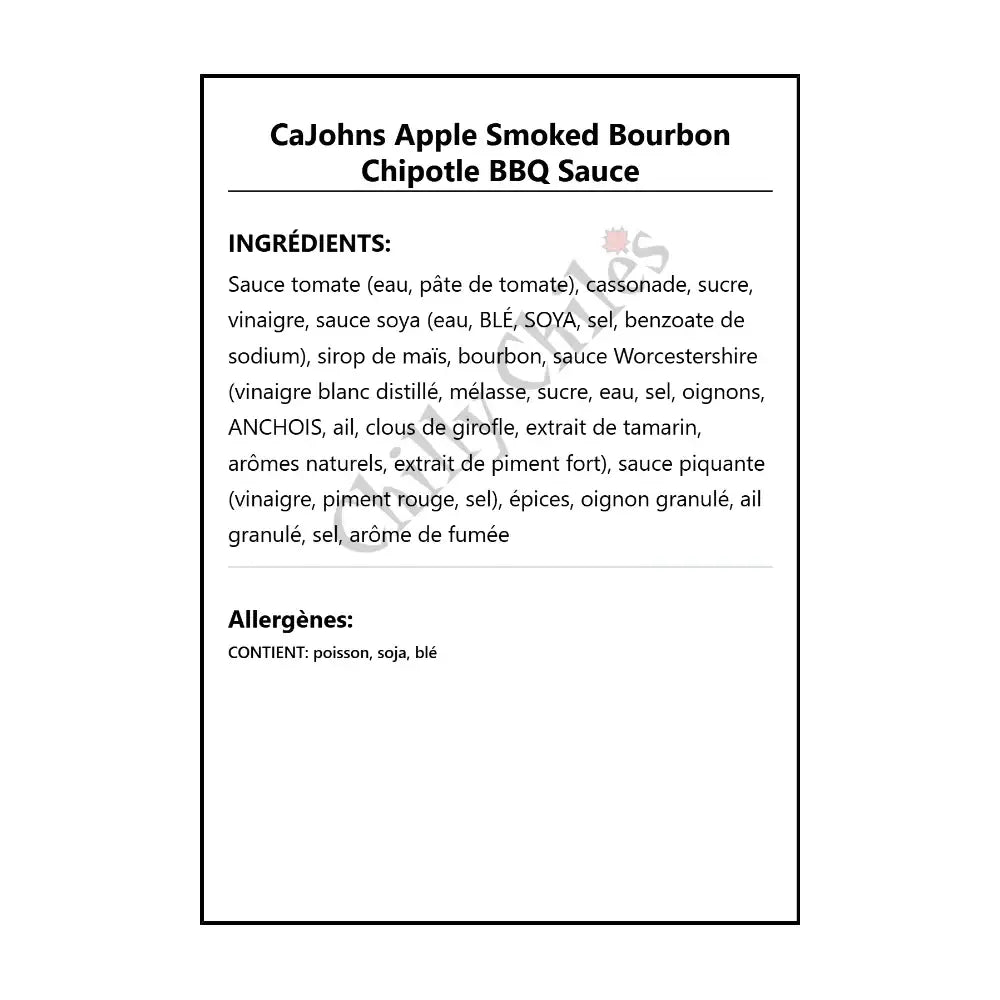 CaJohns Apple Smoked Bourbon Chipotle BBQ Sauce - BBQ Sauce