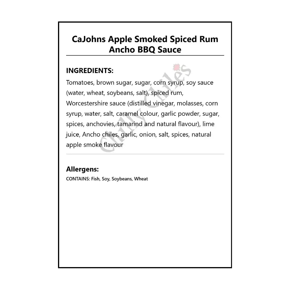 CaJohns Apple Smoked Spiced Rum Ancho BBQ Sauce - BBQ Sauce